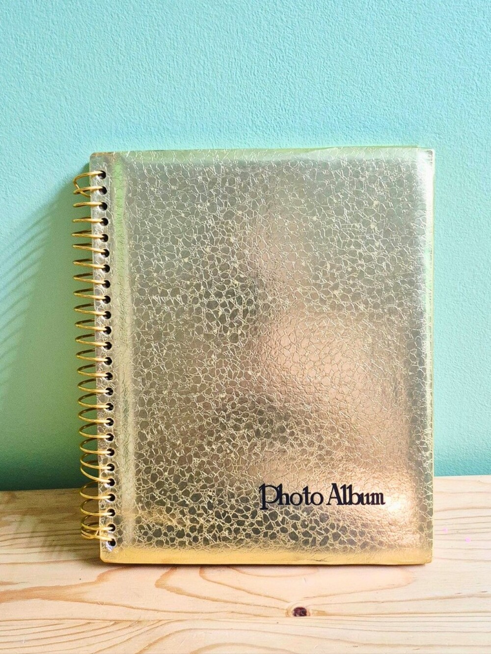 Metallic Gold Spiral-Bound Vintage Photo Album